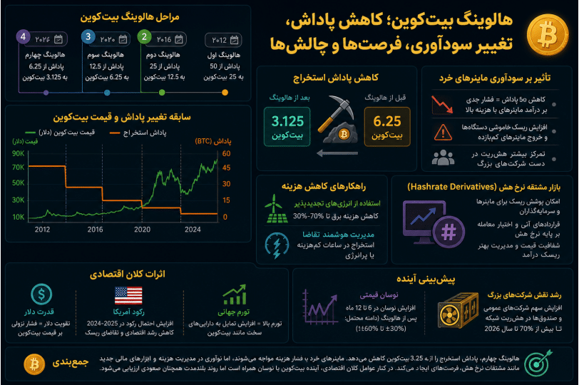 نمودار تأثیر هالوینگ بیتکوین بر استخراج، سودآوری و بازار رمزارزها