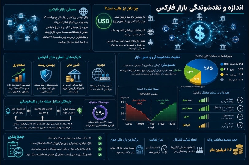 نمایی از نقدشوندگی بازار فارکس و نقش دلار آمریکا در معاملات جهانی ارز