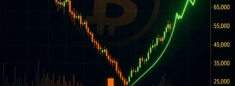 نمودار قیمت بیت‌کوین با فلش روی کف احتمالی در اکتبر ۲۰۲۶