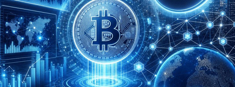 بازار بیتکوین و شبکه موکا؛ نماد بیتکوین، نمودار رمزارز و زیرساخت بلاکچین