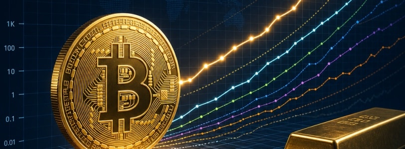 نمودار مدل قانون توان بیتکوین و پیشبینی قیمت ۱ میلیون دلاری تا سال ۲۰۳۴