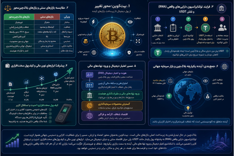 اینفوگرافیک نقش بیتکوین در بازار سرمایه و توکنایزاسیون دارایی
