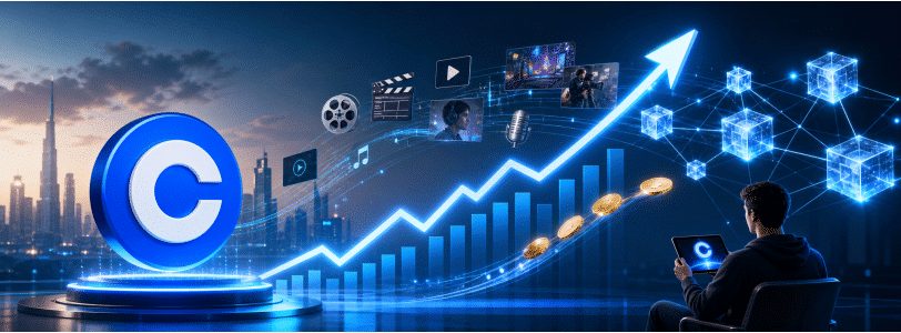 نمودار رشد Polymarket و اشاره به همکاری Coinbase و Roundtable در پرداخت آنی رسانهها